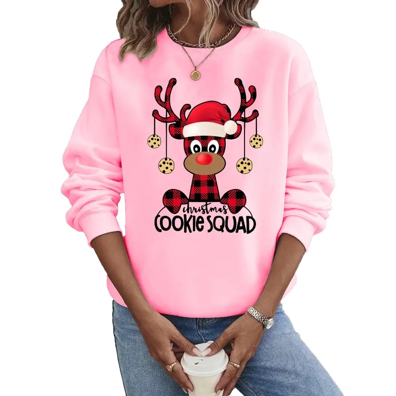 Crew-neck Hoodie Europe and The United States Christmas Long-sleeved Hot Sale Christmas Deer Leisure Clothes  Sweatshirt