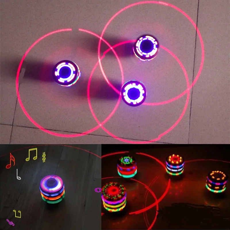 Colorful Light Up Toy Spinning Top Whipping Top Flash Musical Classic Baby Children Toy Birthday Gift Peg-top Gyro Kids YOYO