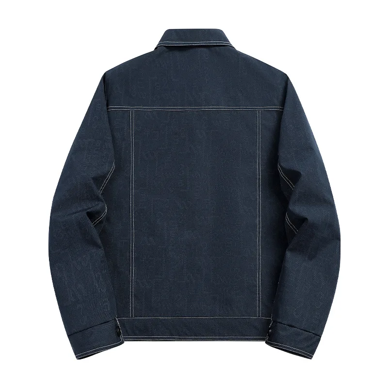 جديد 2025 سترة رجالية مبطنة بالقطن سميكة عصرية طية صدر السترة من قماش الدنيم في منتصف العمر والشباب لملابس غير رسمية #2