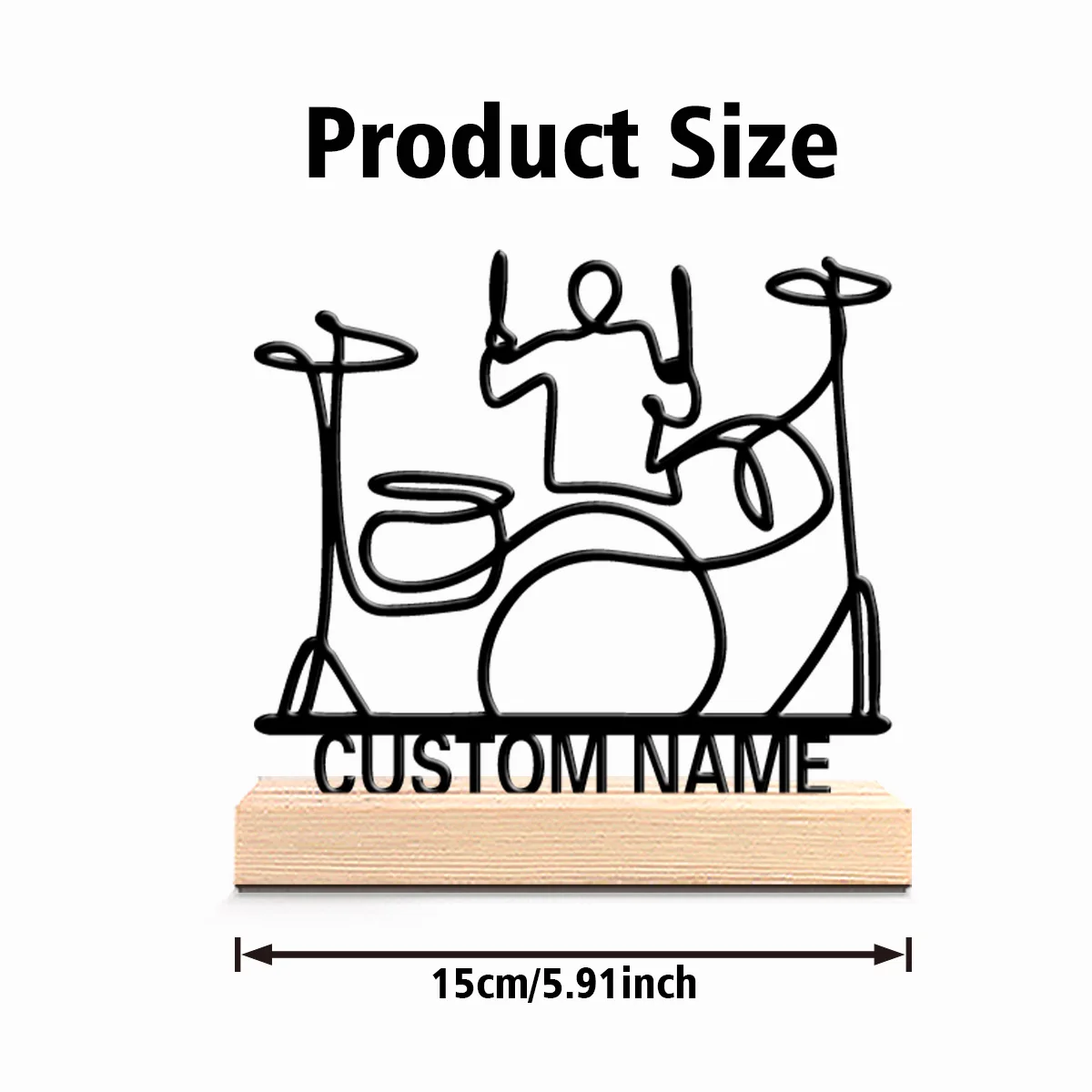 1pc Beauty Personalized Custom drum set Metal Statues Wooden Base Lighting for Office Workshop Modern Rustic Steampunk Themes