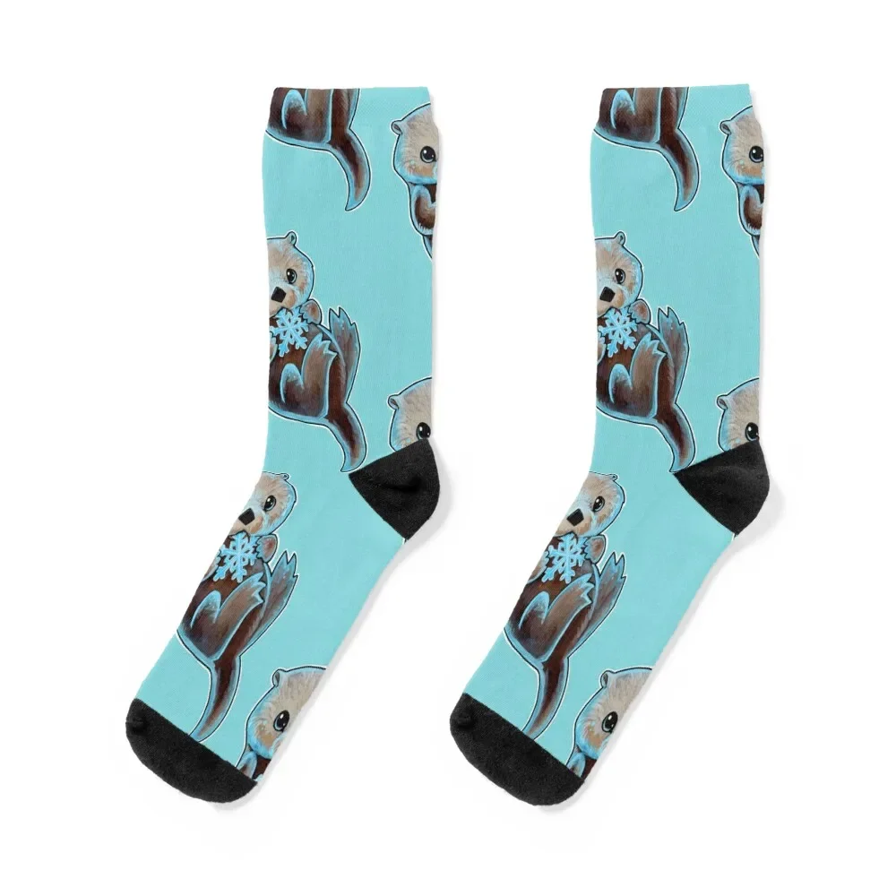 Snowy otter Socks christmas stocking christmas gift Wholesale summer Male Socks Women's