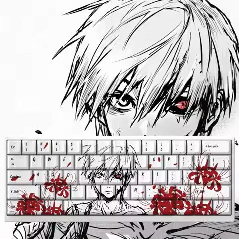 Kaneki Ken Keycaps Cherry Profile Tokyo Ghoul Anime Theme Personalized Mechanical Keyboard Caps PBT Sublimation Custom Keycap
