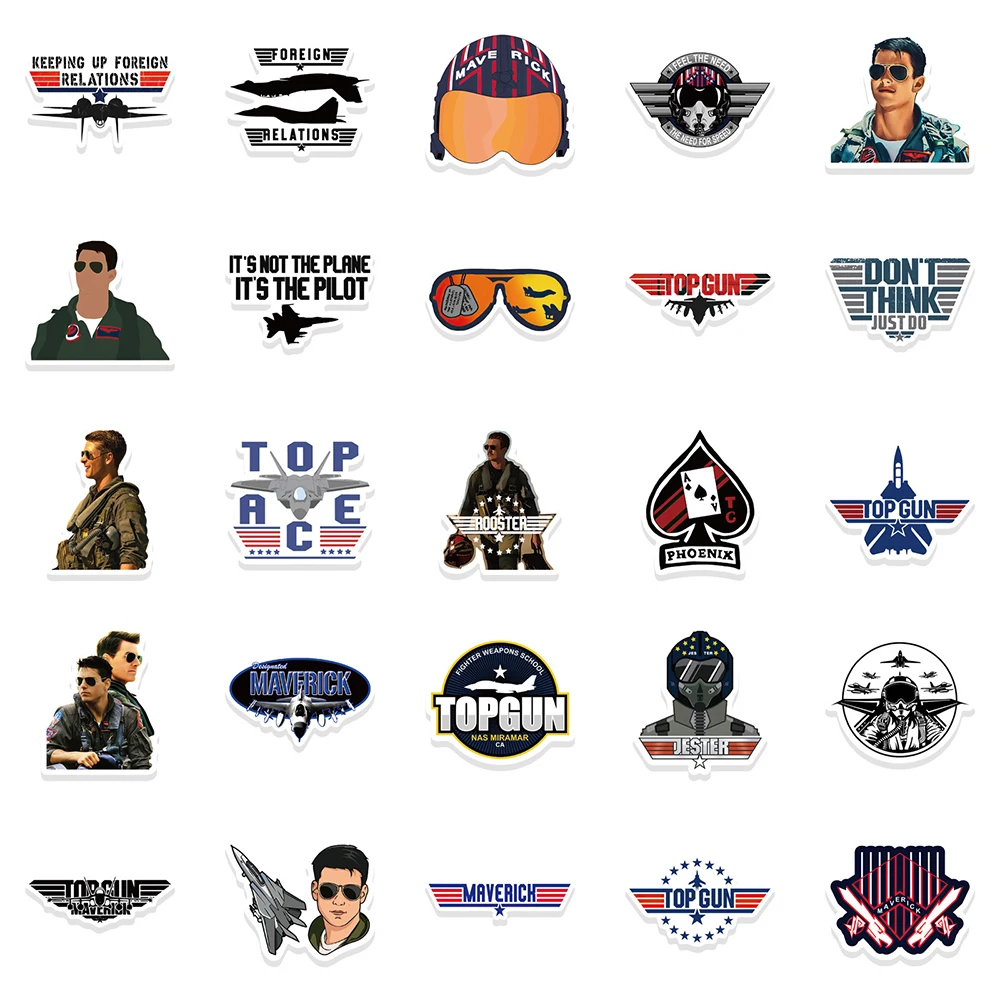 10/30/50PCS Cool Movie Top Gun Maverick Stickers Cartoon DIY Skateboard Motorcycle Fridge Luggage Waterproof Graffiti Sticker