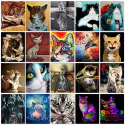 GATYZTORY Frame Diy Painting By Number Kits Cute Cat Acrylic Paint With Numbers Animals Picture Easy Paint On Canvas Home Decor