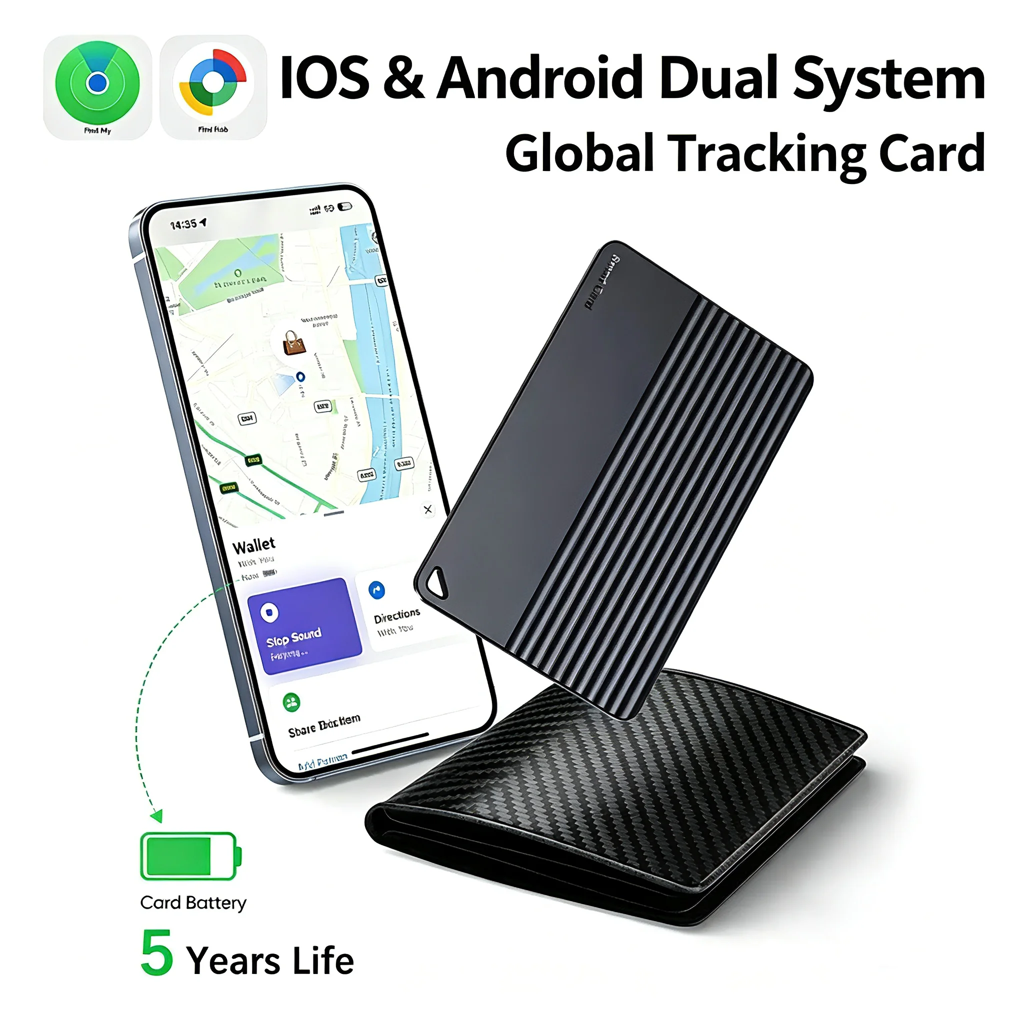 Wallet Tracker Card (Ios And Android) Slim Smart Card Work With Apple Find My & Google Find Hub Gps Locator For Luggage Passport