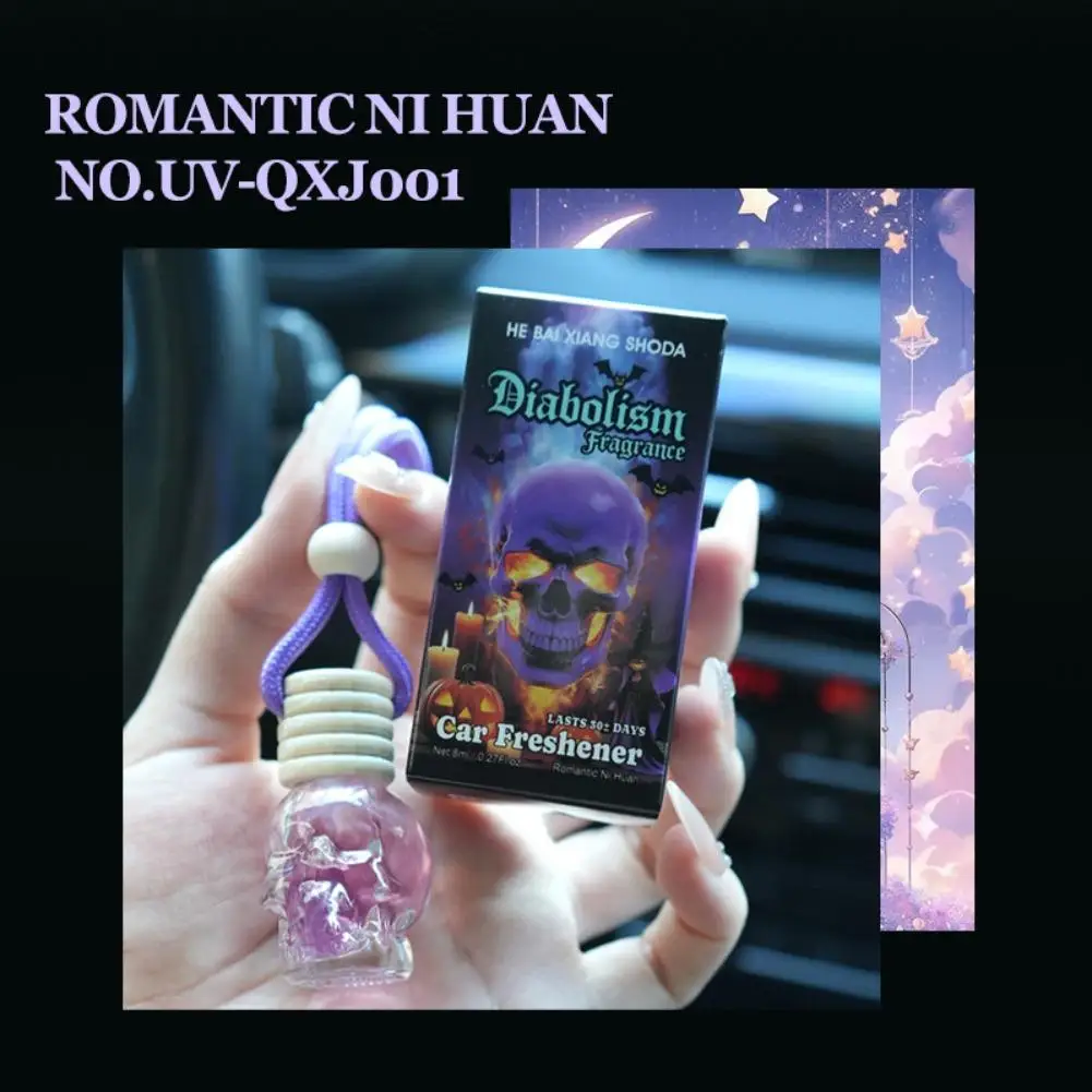 Skull-Shaped Wooden Car Air Freshener Long-Lasting Car Diffuser Perfume Bottle Car Perfume Keep Car Fresh