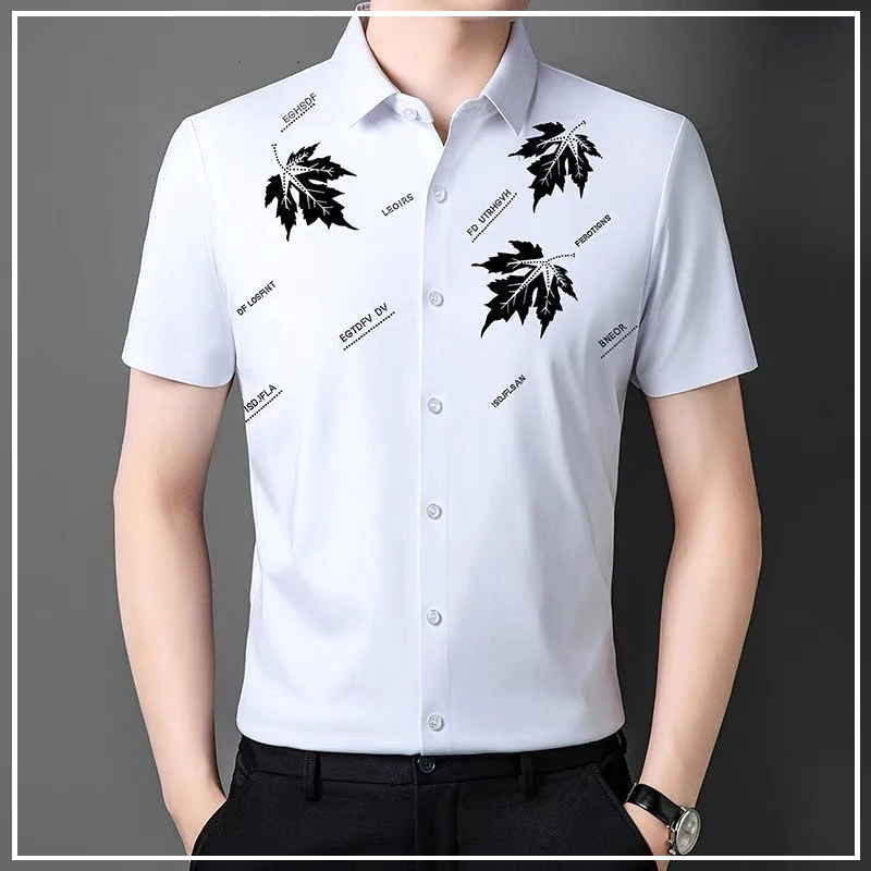 

2024 New Summer High-end Atmospheric Casual Minimalist Business Fashion Printed Wrinkle Resistant Breathable Short Sleeved Shirt