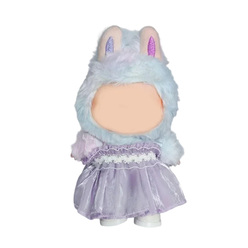 Para muñeca Labubu V1 V2 Ropa de 17 cm: mono y sombrero de suéter a rayas |   Adorable traje de tela Labubu