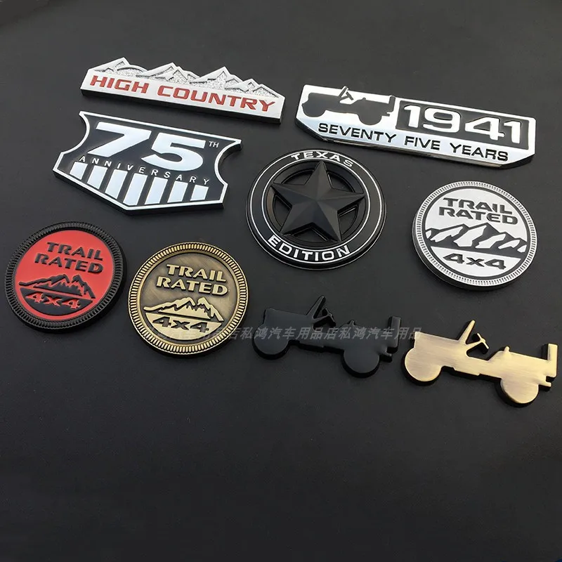 3D Metal Emblem 4X4 Trail Rated Badge High Country Logo Stickers  For Jeep Wrangler Patriot Car Styling Car Stickers Accessories