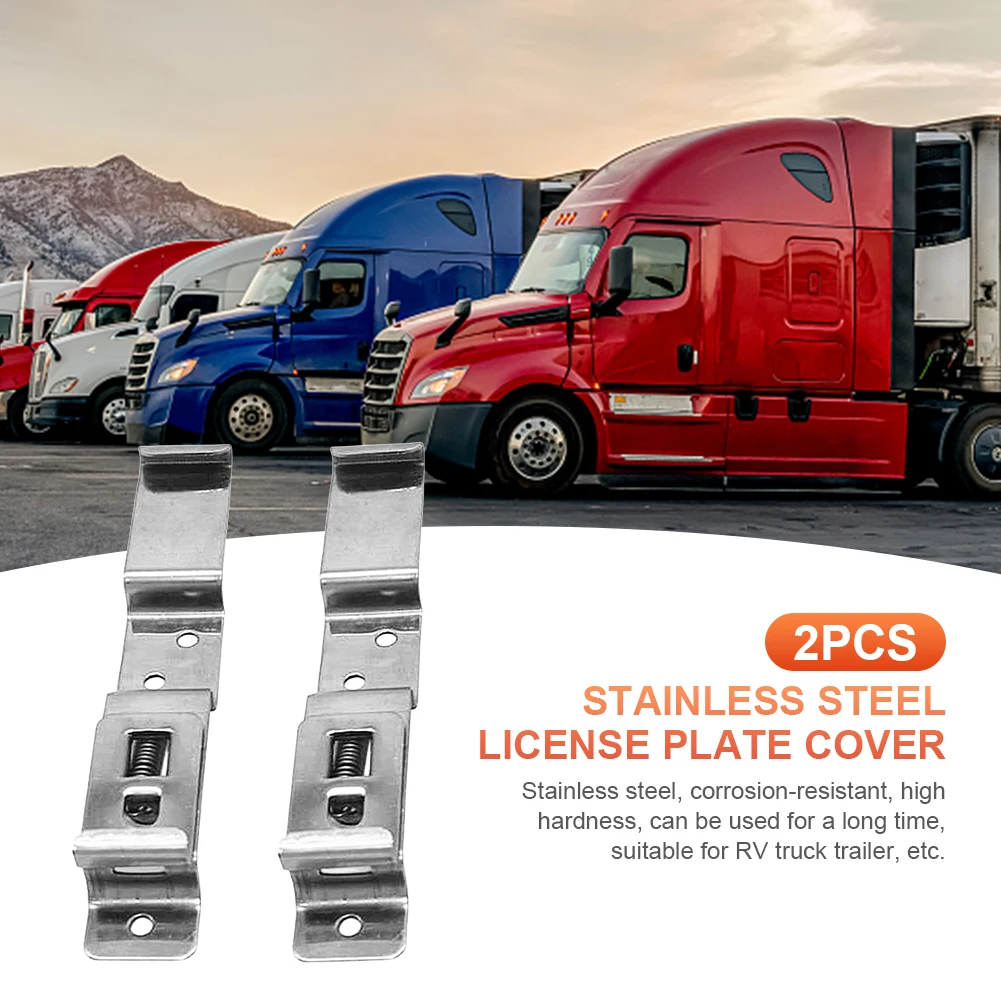 2 قطعة مقطورة شاحنة رقم لوحة كليب لوحة ترخيص بين قوسين الفولاذ المقاوم للصدأ سيارة إطار لوحة الرخصة حامل لقافلة مقطورة