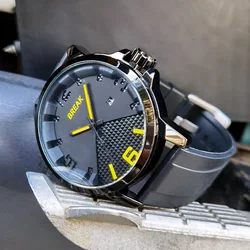 BREAK Men Watch Top Brand Fashion Casual Watches Gift Quartz Sport Watch Genuine Leather Men's Wristwatch Masculino