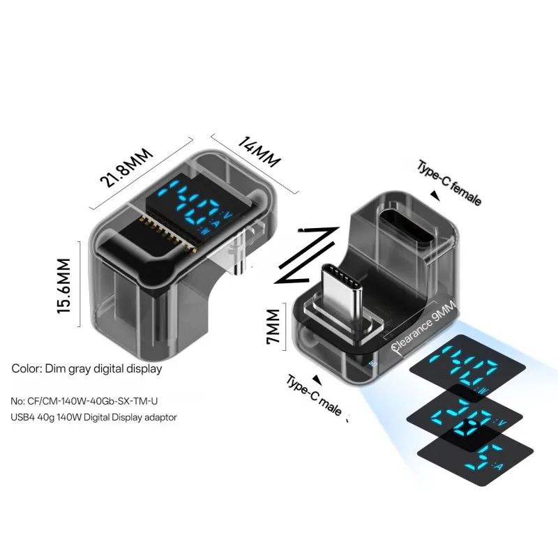 NNBILI PD 140 W USB C 90 Grad rechtwinkliger U-förmiger Typ-C-Adapter 40 Gbit/s Datenübertragung USB4.0 8K 60 Hz Video für Thunderbolt 3/4