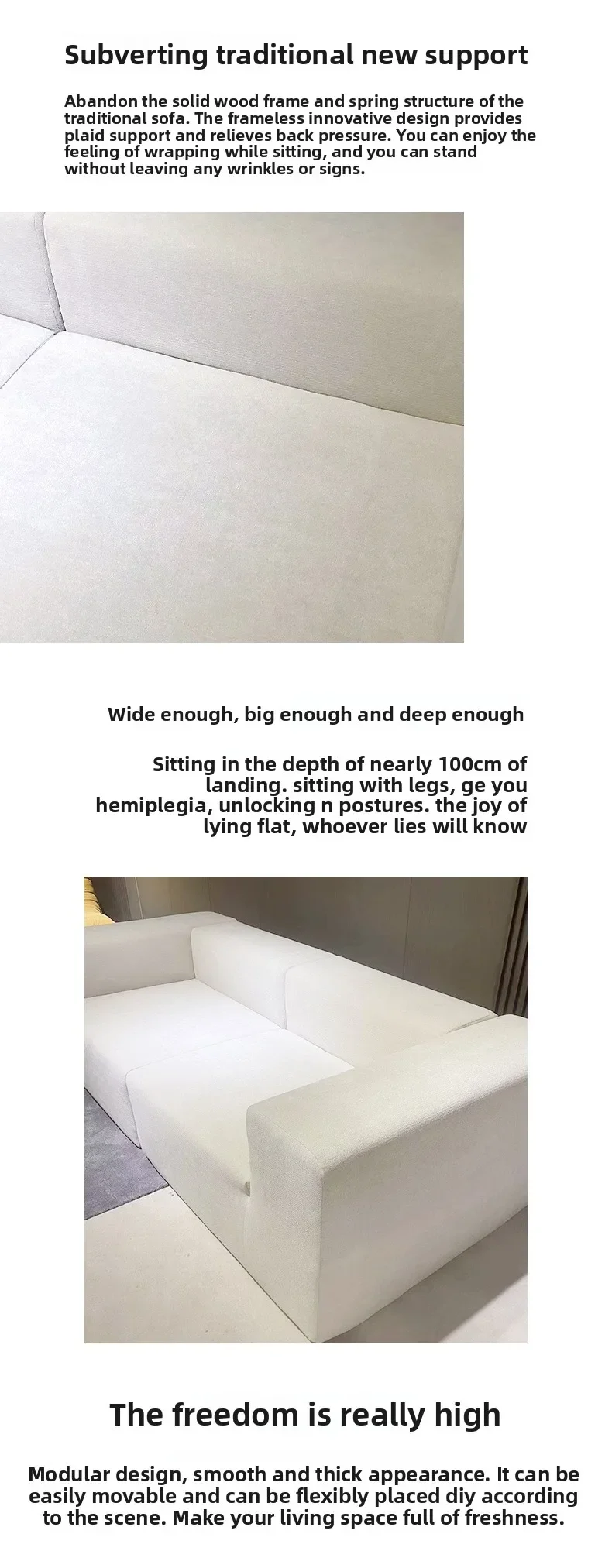 โซฟาผ้าบล็อกเต้าหู้อัดสุญญากาศ โซฟาห้องนั่งเล่นแบบแถวตรง ถอดประกอบและซักได้ สำหรับโครงการโรงแรม