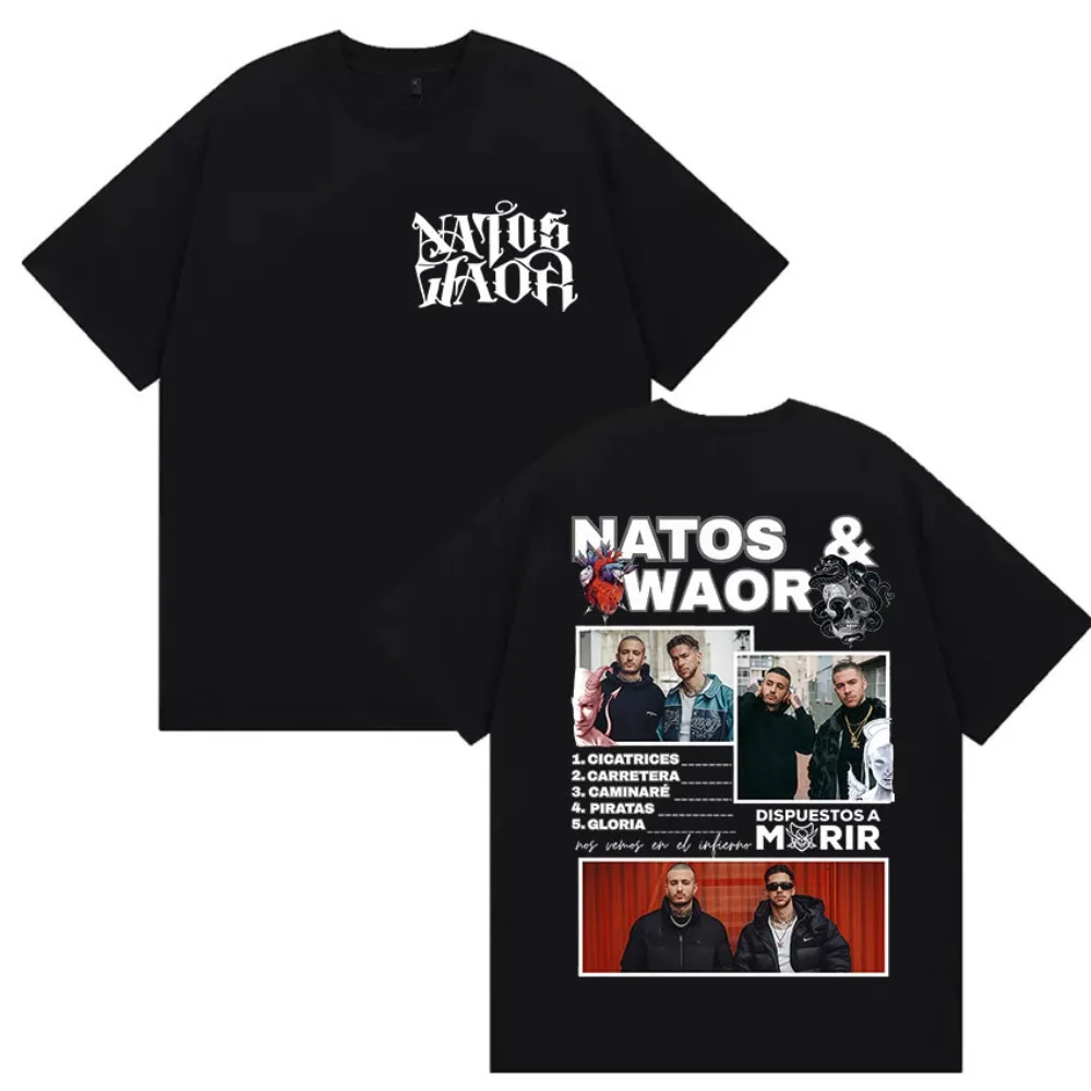 Rapper NATOS WAOR Nieuwe Album 2025 Merch T-shirts Mannen Vrouwen Retro Mode Katoen Korte Mouw T-shirt Hip Hop O-hals Kleding tees