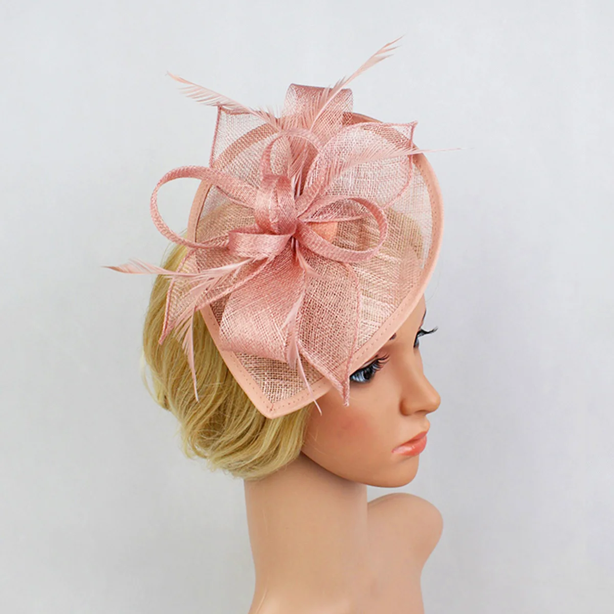 

Women Vintage Fascinator Pink Headwear for Wedding Party Cocktail Tea Party Bowler Hat Elegant Vintage Hair Accessories