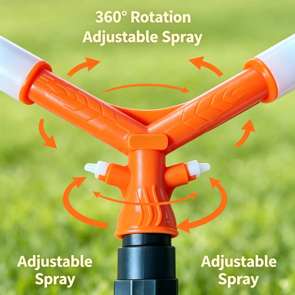 360 Degree Rotating Sprinkler Nozzle For horn Design for Farm For outdoor Irrigation 20m Spray Range Threaded Connection 30x30cm