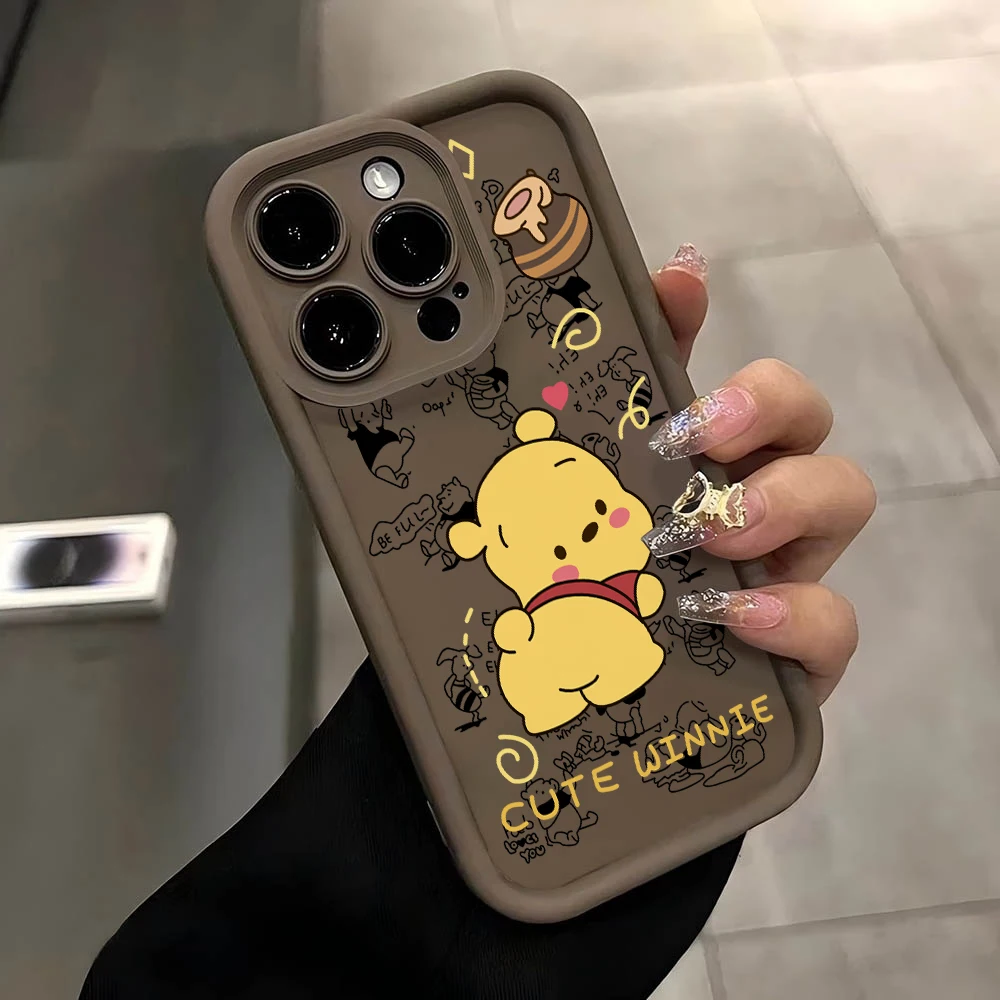 Cute Winnies Poohs Bear Phone Case for Apple iPhone 16 15 14 Plus 13 12 11 iPhone16 Pro Max X Xs XR 8 7 SE Soft Shell TPU Cover