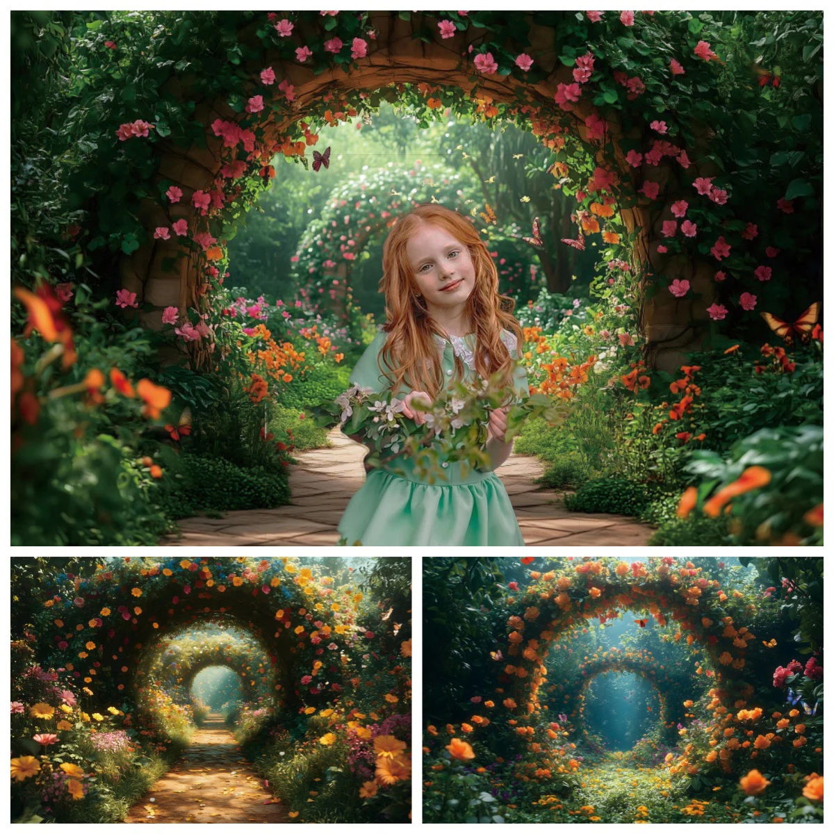 

Dreamy Garden Scene Photography Background Green Leaves Flower Fairy Girl Portrait Wedding Party Decor Backdrop Photozone Props