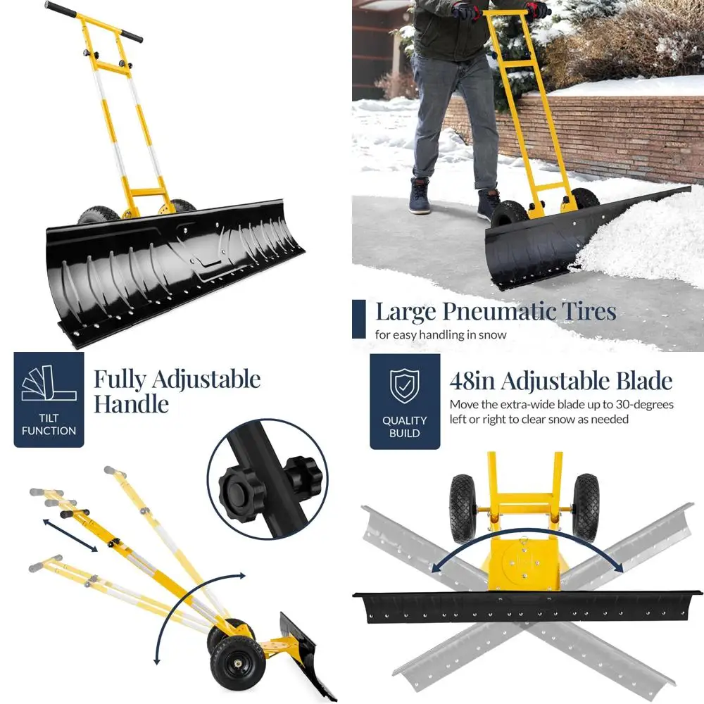 

Лучший выбор продуктов 48-дюймовый сверхмощный двухколесный ручной плуг для снятия снега с колесами, регулируемой ручкой, угол лезвия - Y