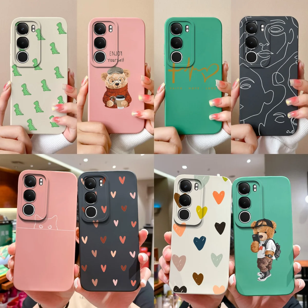 Case For Vivo Y19S 4G Love Heart Cute Expression Liquid Shockproof Drop-Resistant Soft Phone Cover For Vivo Y19S vivo y19s Funda