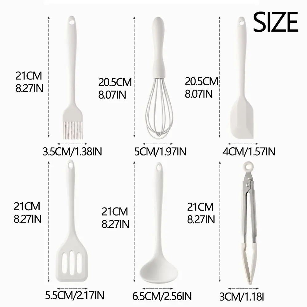 Ensemble d'ustensiles de cuisine en silicone beige, fouets à œufs, conception ergonomique, outils de cuisson, ustensiles de cuisine, 4 pièces, 6 pièces