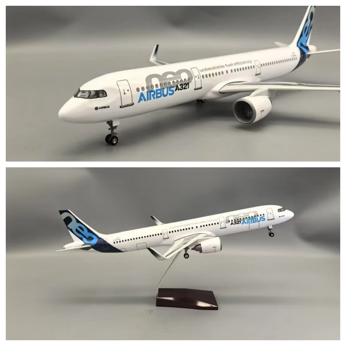 44CM Airbus A321 neo Plane Model Airplane Scale 1/100 Resin 321 Aircraft Model With Lights And Landing Gear for Home Decoration