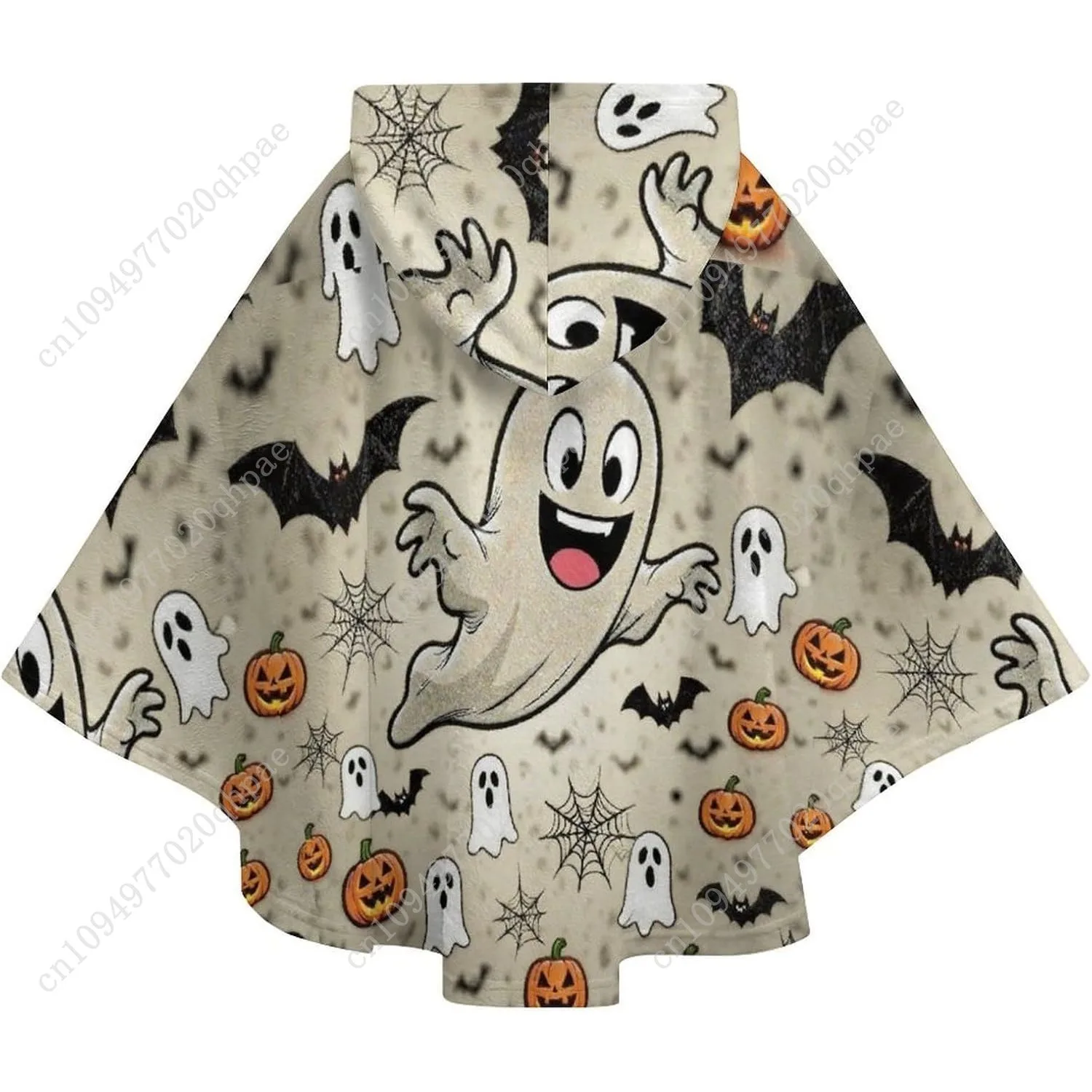 Pull de couverture en flanelle confortable, sweat à capuche surdimensionné avec toile d'araignée fantôme de citrouille d'halloween avec poches pour enfants et adolescents