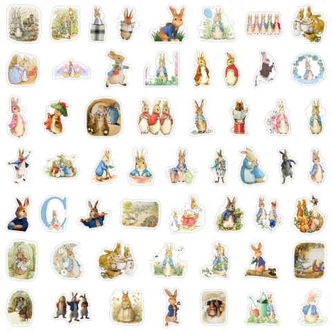 55PCS Cute Cartoon Peter Rabbit Stickers Kawaii Graffiti DIY Motorcycle Fridge Computer Bike Car Waterproof Decals Kid Toy Gifts