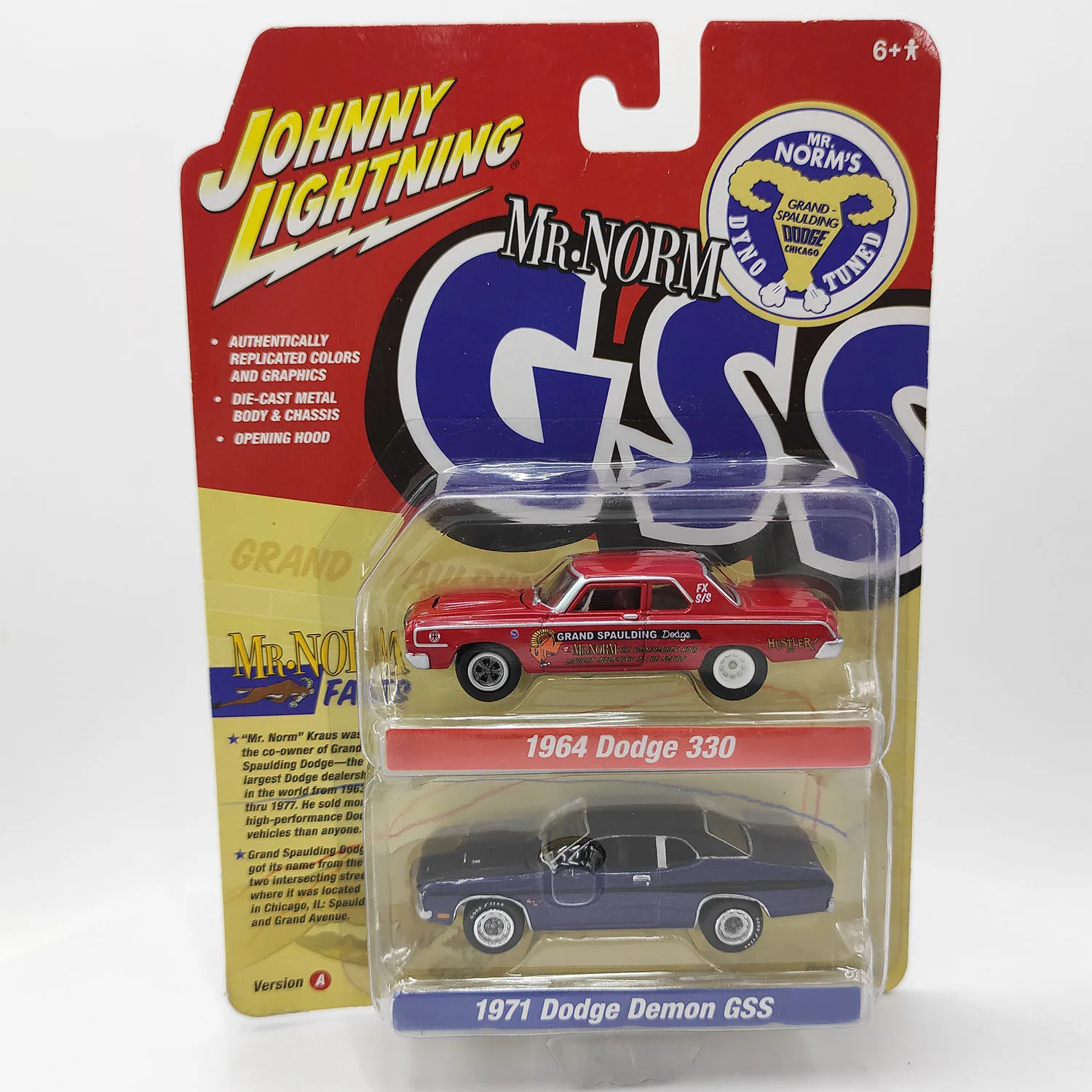 

Diecast JL 1/64 Scale Johnny Lightning 1971 HellHound GSS 1964 330 2 Car Set Alloy Model Collectible Toy Gift Souvenir Display