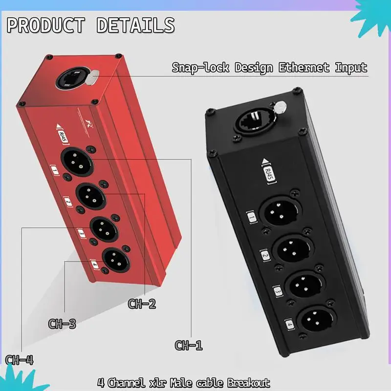 ABZW High-Quality 1Pair RJ45 4 Channel 3Pin XLR Network Cable Extenders For Live Stage Lighting And Studio Recording