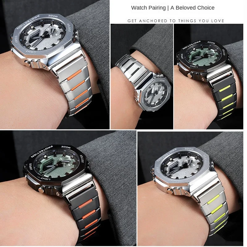 

For Casio G-SHOCK GA2100 GM2100 GBM2100 GA-B2100 CasiOak Parts Men Stainless Steel Strap adapter Modified Replacement Band