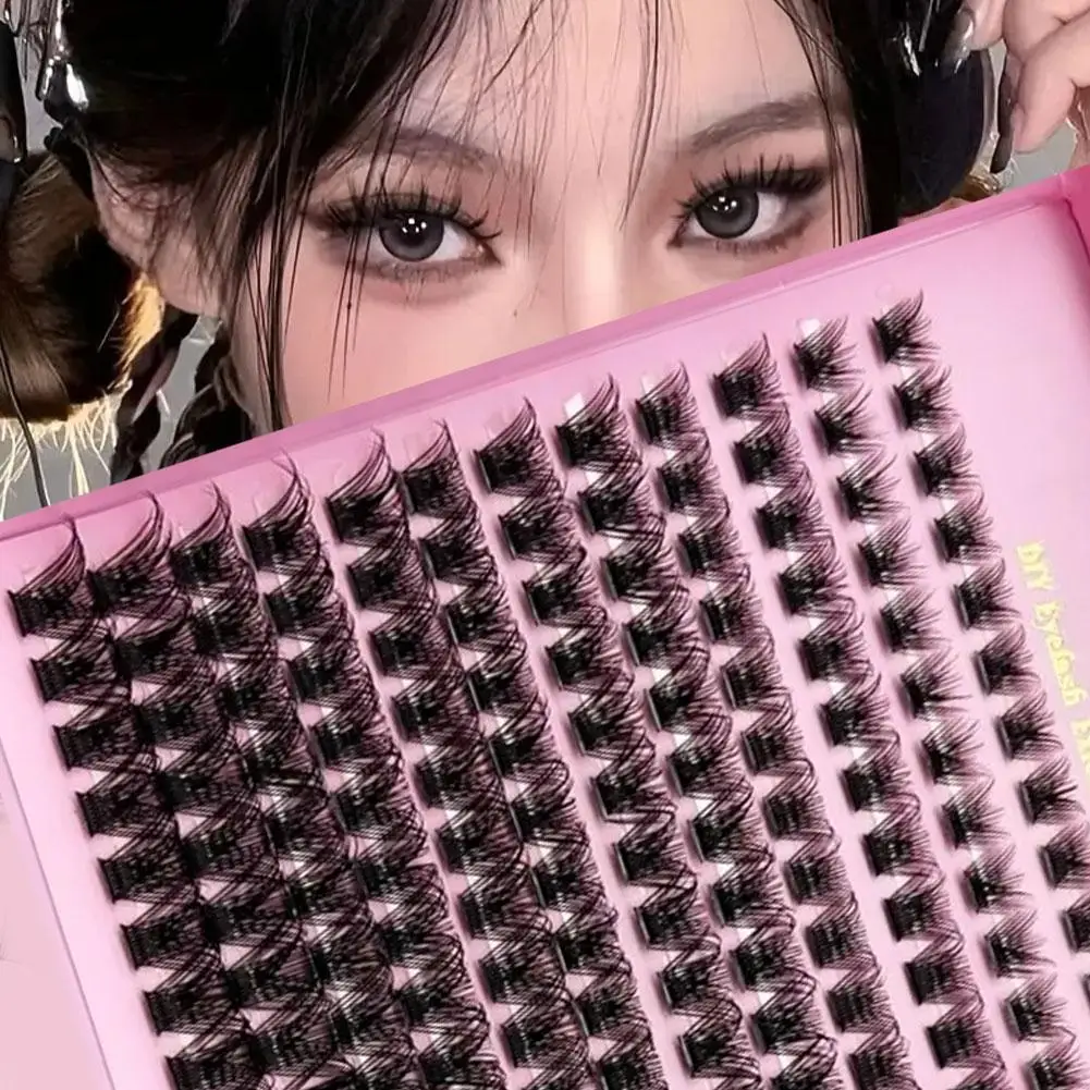 DIY まつげエクステンションキット個別まつげクラスターミックスナチュラルボリュームまつげピンセット接着剤付きサロン品質 Res E7H4