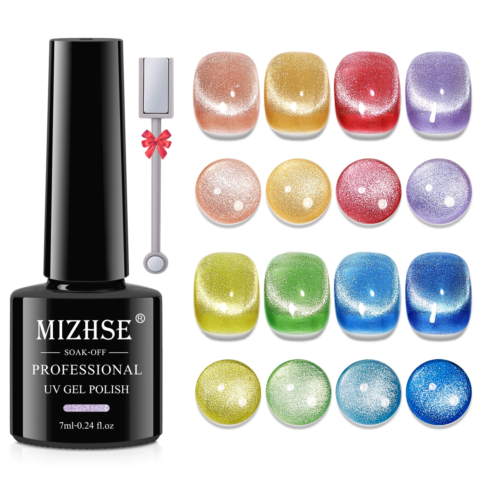 MIZHSE 7ML Cat Eye Gel เล็บ Magnetic Glitter Cat Eye Nail Art Soak Off กึ่งถาวร Glossy Vibrant UV Led เคลือบเงาสีเขียว