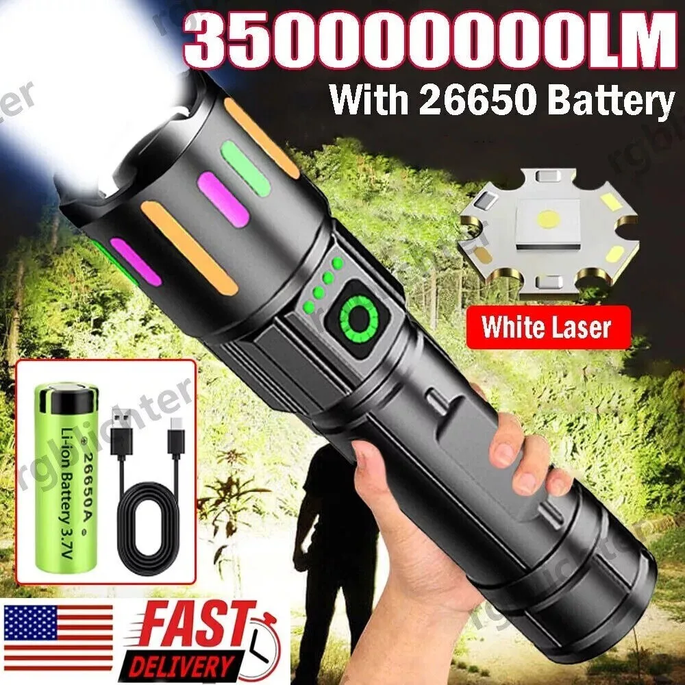 

Super Bright Flashlight Rechargeable Zoomable LED Tactical Torch Work Lamp Outdoor Camping Hiking Waterproof Emergency Light