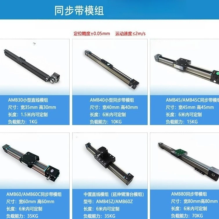 Automatic reciprocating slide rail long stroke belt linear module, synchronous module dual axis slide table