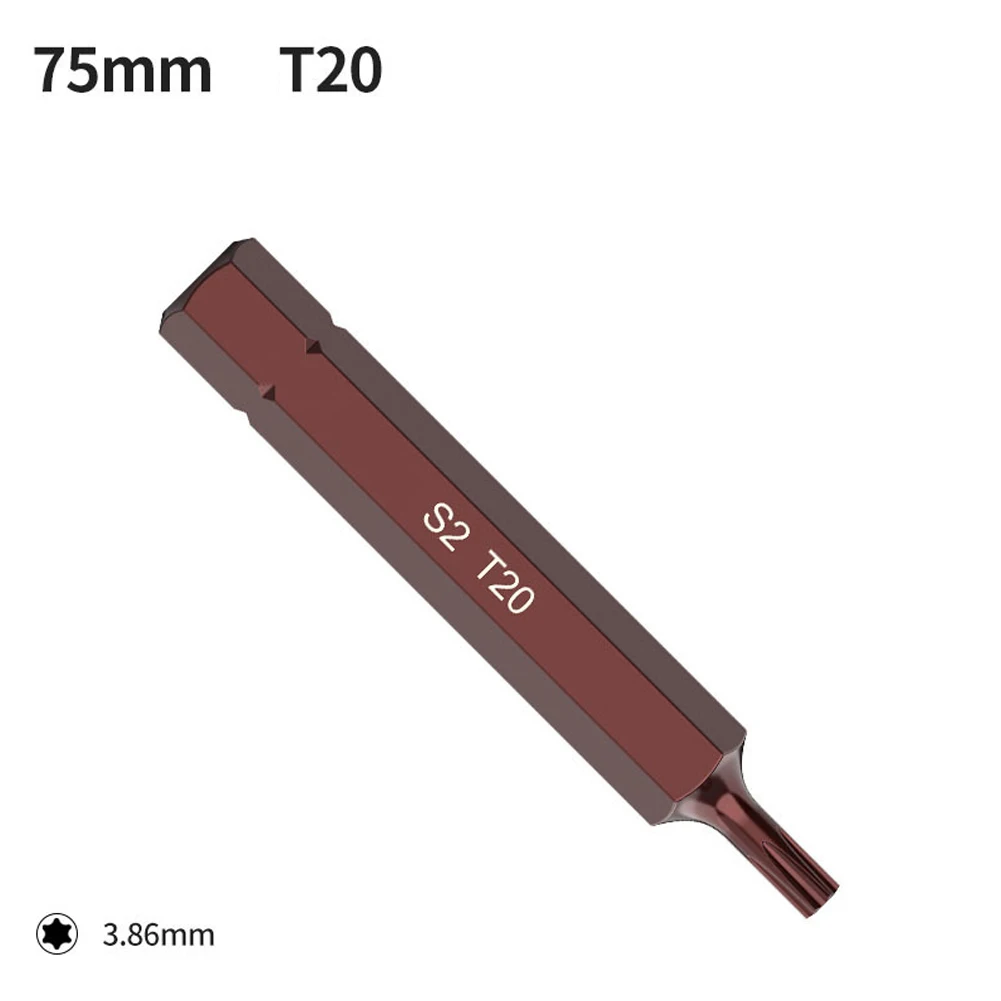 7-częściowy zestaw końcówek wkrętakowych Torx 30/75 mm ze stali stopowej z trzpieniem sześciokątnym do wkrętarki udarowej T20/T25/T30/T40/T45/T50/T55