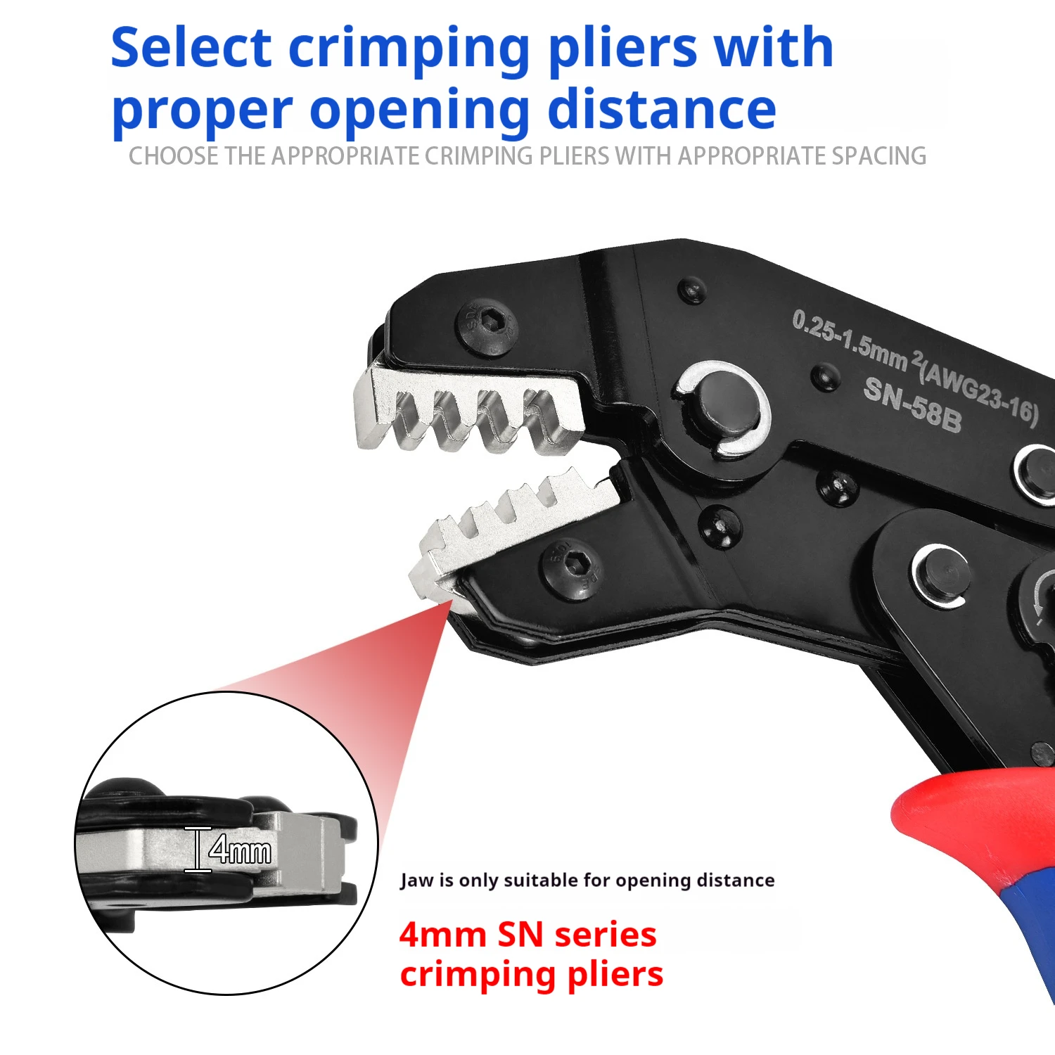 SN Series Crimping Plier Jaw for Spring Terminals Bare Terminals Insulated Terminals 58B 2549 02C 06WF 2546B 58B 06