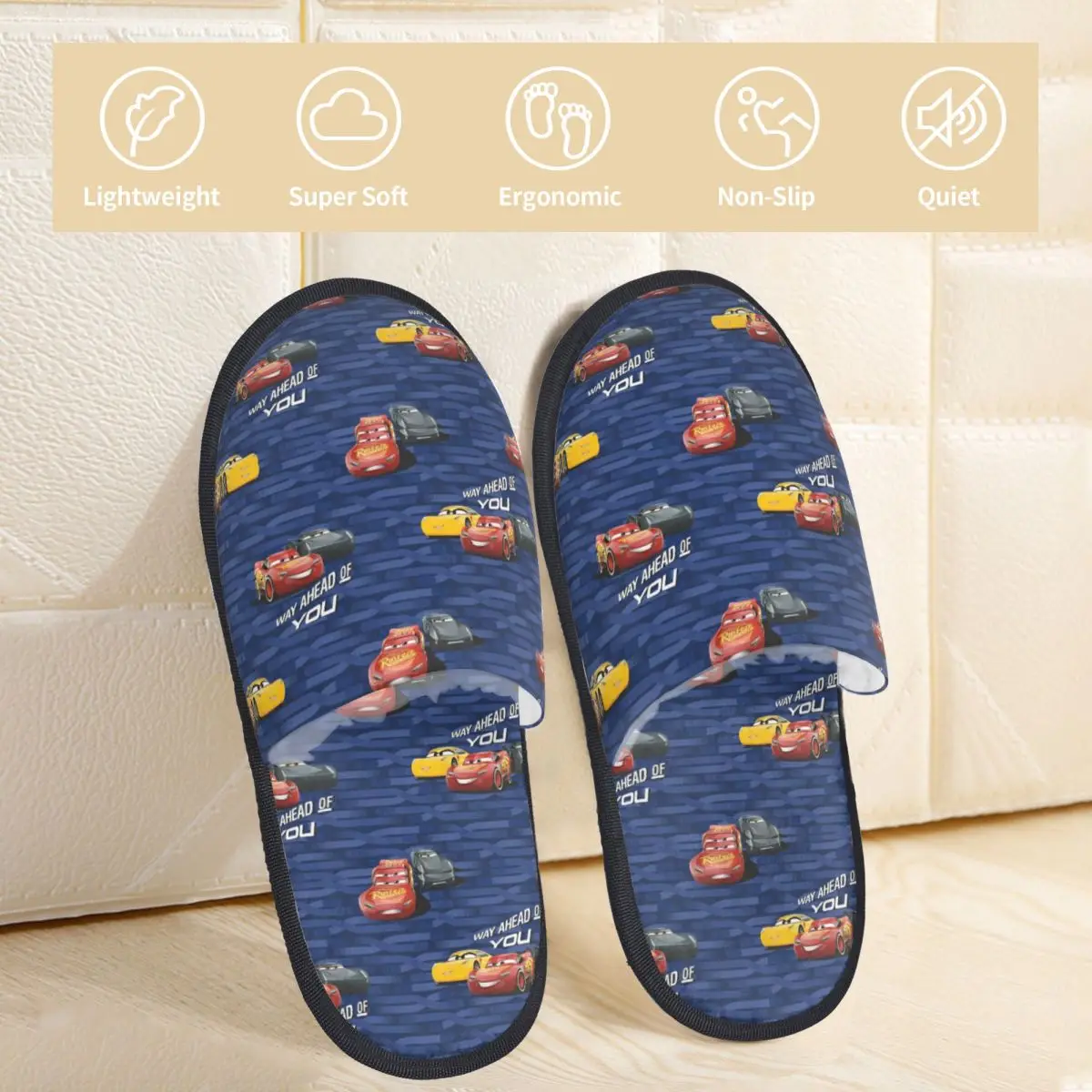 Lightning Mcqueen And Sally Car Slippers Anti Slip Soft Memory Foam Cotton Slippers Living Room