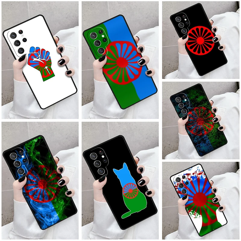 Phone Case For Samsung Galaxy S24 S23 S21fe S22 Ultra Plus Note 10 20 S8 S9 S10 Cover Gypsy Aromanian Romani Flag