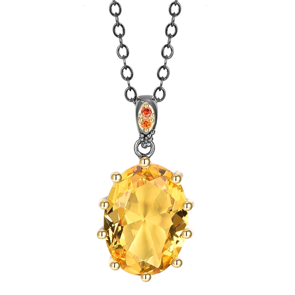 

Beautiful Big Oval Yellow/Green/Blue/Red Cubic Zircon Pendant Brass 55+5 CM Long Chain Crystal Trendy Jewelry Necklace