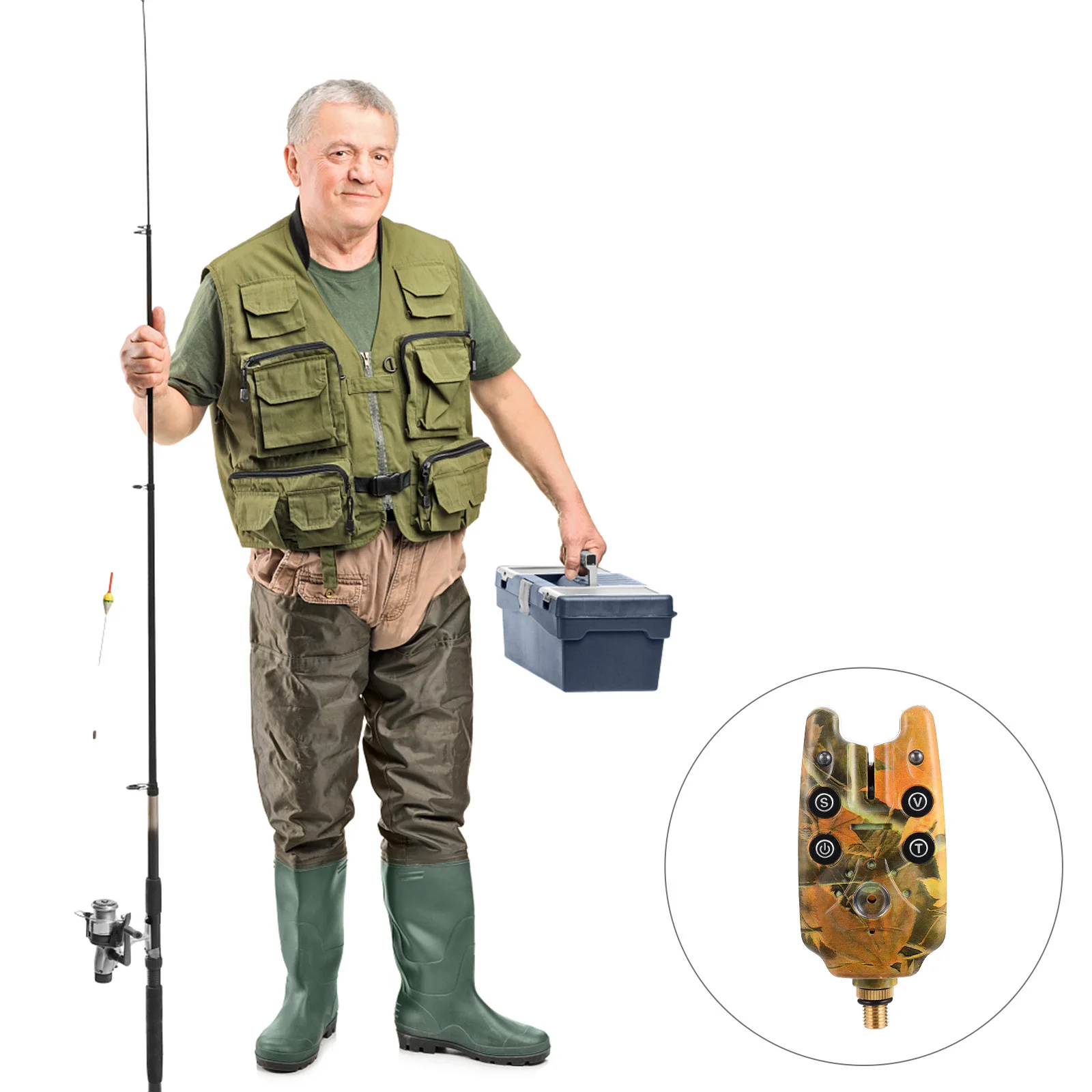 

Electronic Fishing Bite Alarm Receiver Indicator Sensitive Alerts Night Tools Accessories Loud Sound LED Display