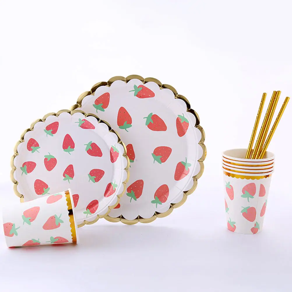 20Pcs 7 Inch Fruit Style Paper Plates Non Toxic Eco Friendly Disposable Tableware for Parties Catering Cake Display and Food