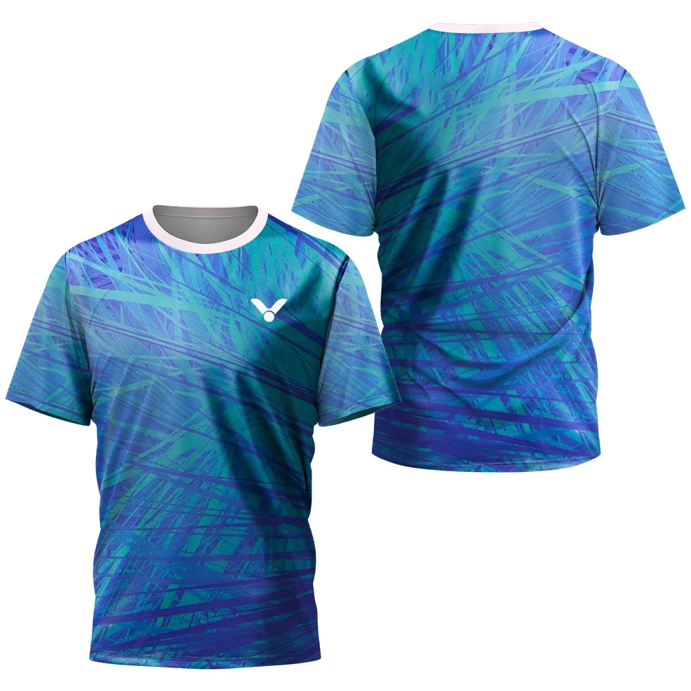 Geometrischer Block 3D-gedrucktes Badminton-Sporttrikot für Herren und Damen, Unisex, schnell trocknend, atmungsaktiv, für Training und Wettkampf, kurzärmeliges Oberteil – Detail 19