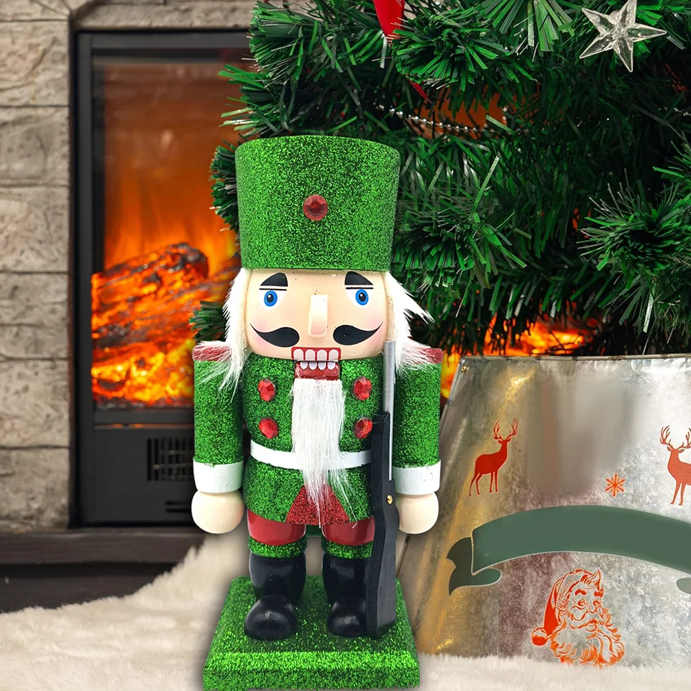 

Wooden Nutcracker Christmas Decor Festive Holiday Tabletop Display Xmas Nutcracker Ornament Craft Figure Home Festival