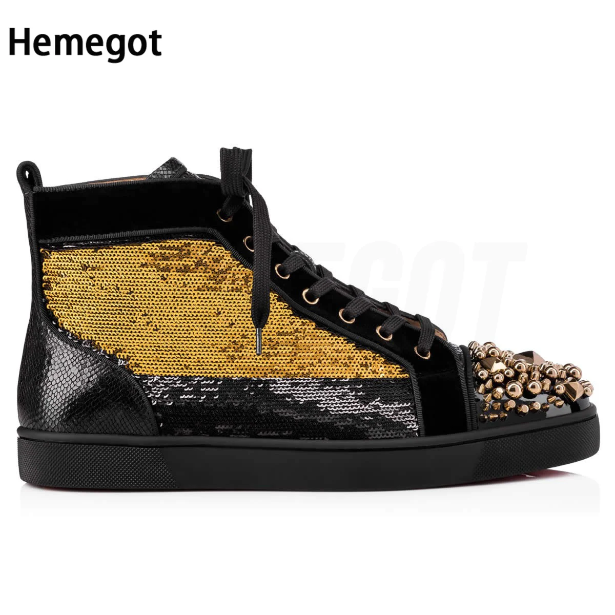 Men Luxury Rhinestones Casual Shoes Leather High Top Sneakers Punk Women Men Flats Lace Up Trainers Shoes Men Sneakers