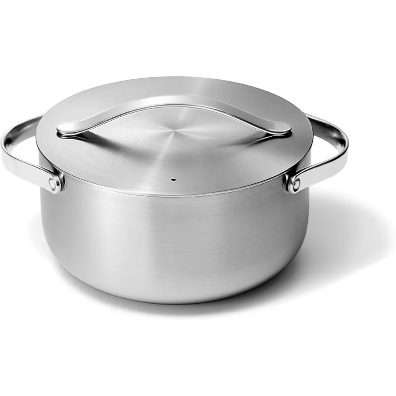 

Caraway Stainless Steel Dutch Oven (4.5 Qt) - 5-Ply Stainless Steel - Oven Safe & Stovetop Agnostic - Non Toxic, PTFE