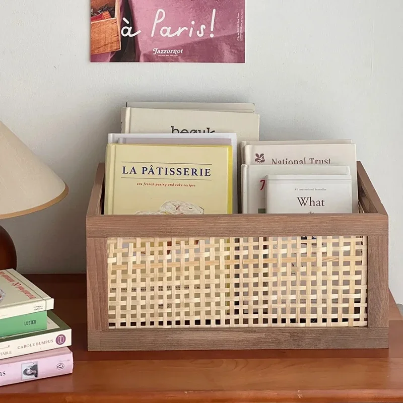 خمر النمط الياباني سطح المكتب كتاب المنظم طاولة القهوة صندوق تخزين غرفة المعيشة وجبات خفيفة حامل Instagram-مستحق ديكور المنزل