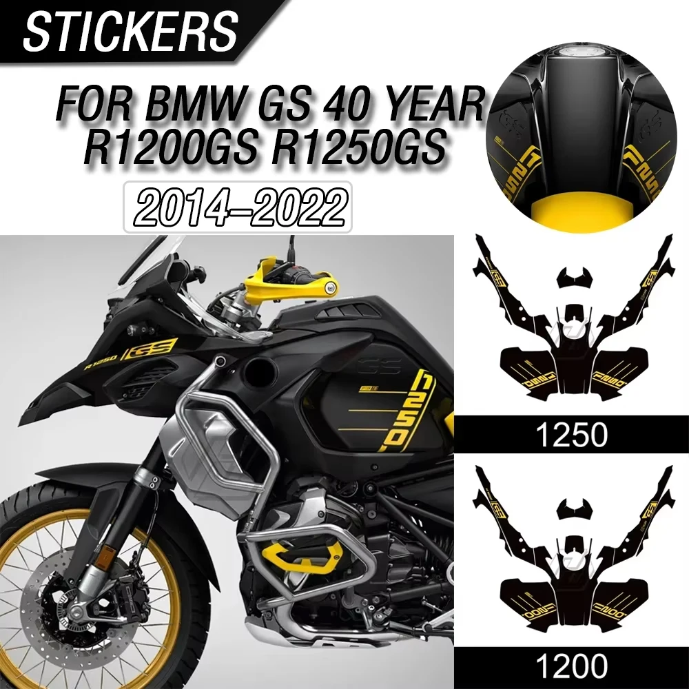 

For 2014-2022 BMW GS 40 Year R1200GS R1250GS motorcycle modification with black and yellow striped full pattern stickers
