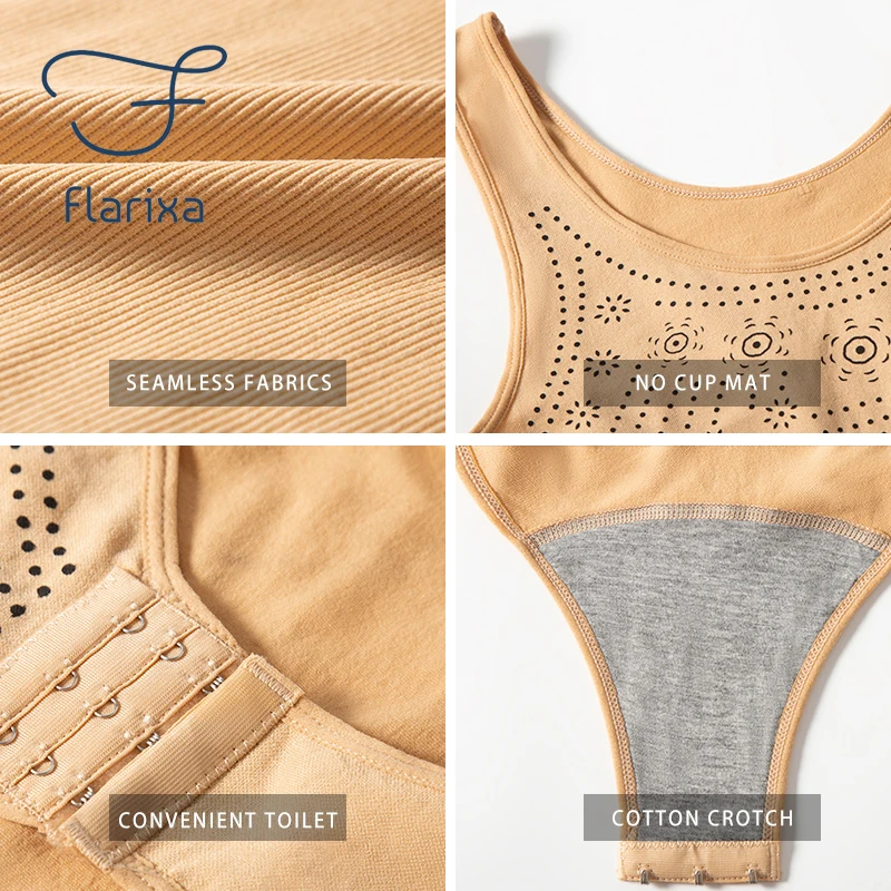 Flarixa Seamless Tummy Control Bodysuit Printed Large Size Shapewear Belly Slimming Body Shaper Corset Underwear Women Tank Top