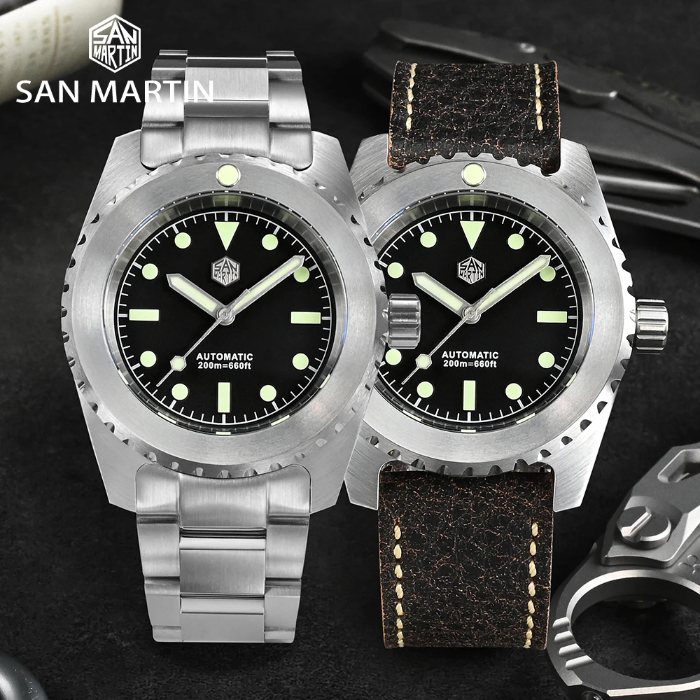 San Martin Retro Men Diver Watch 41mm Classic Vintage Miyota Self-winding Mechanical Watches 200M Waterproof SLN C3 Luminous